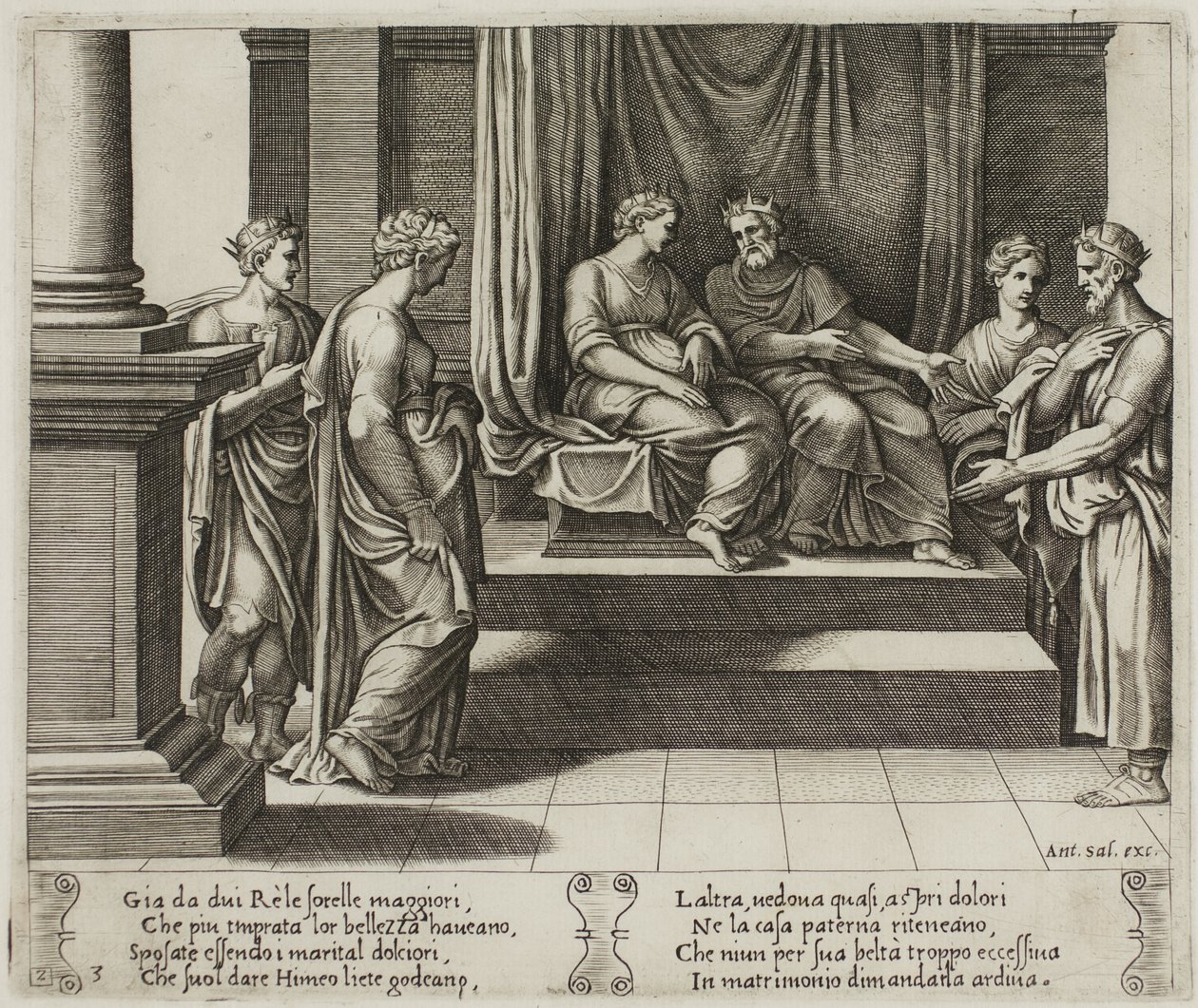 Die beiden Schwestern der Psyche werden mit Königen verheiratet; ...Psyche wird einem König vorgestellt von Master of the Die