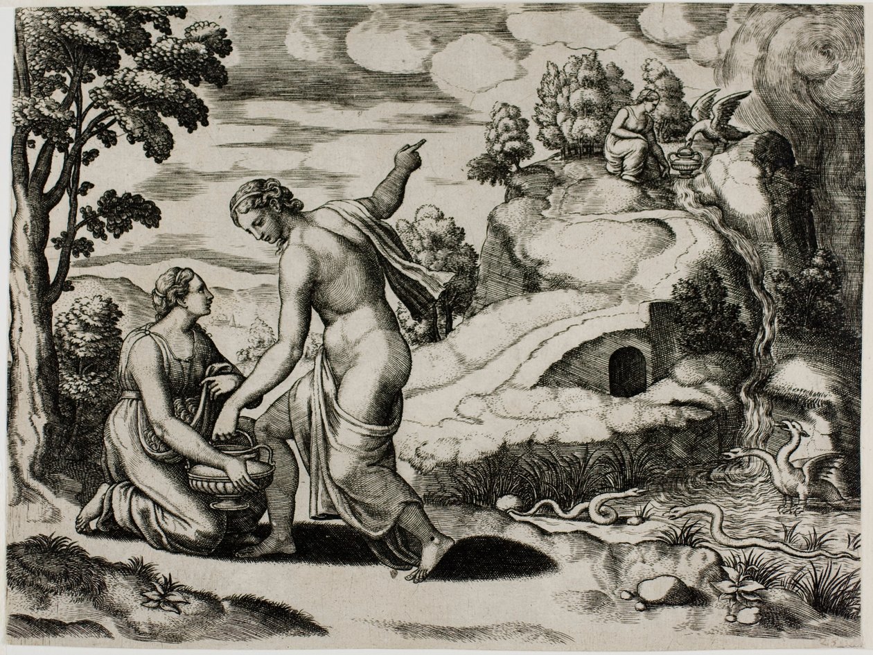 Venus befiehlt Psyche, Wasser aus einem von Drachen bewachten Brunnen zu holen von Master of the Die