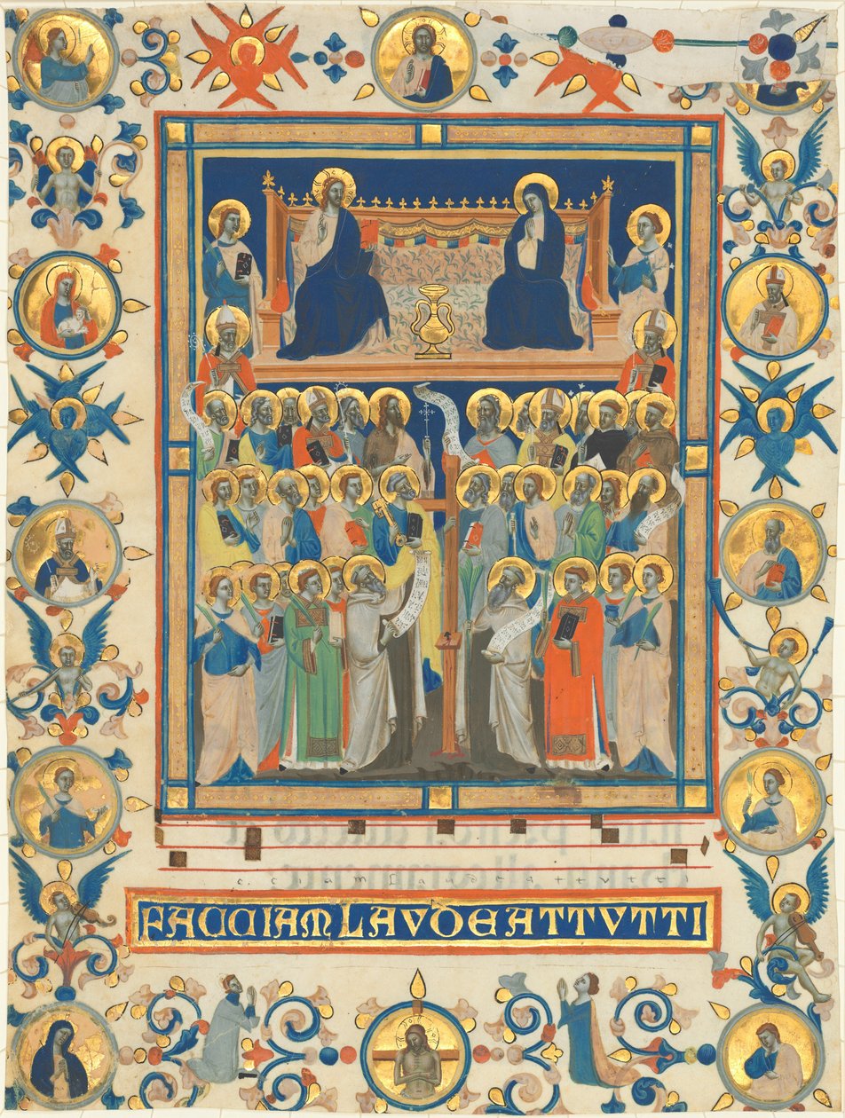 Christus und die Jungfrau auf dem Thron mit vierzig Heiligen von Master of the Dominican Effigies