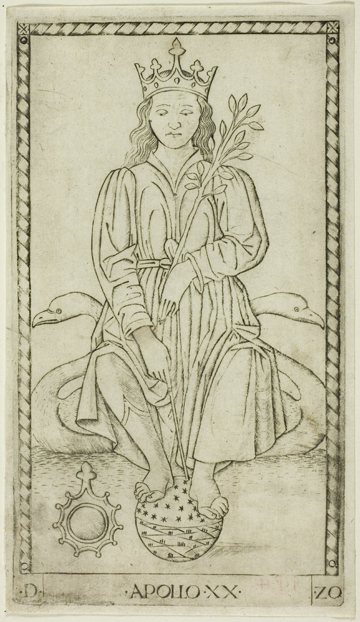 Apollo, Tafel 20 aus Apollo und die Musen von Master of the E Series Tarocchi