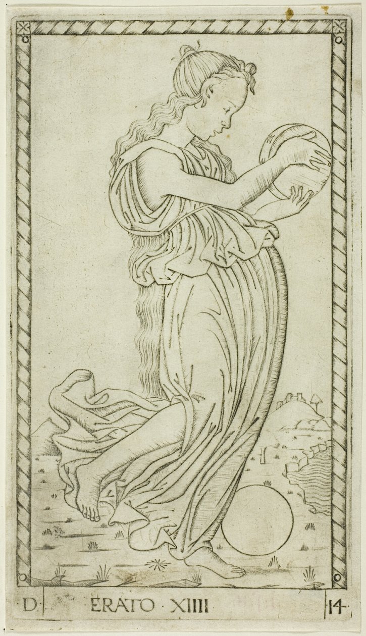 Erato, Platte vierzehn aus Apollo und die Musen von Master of the E Series Tarocchi