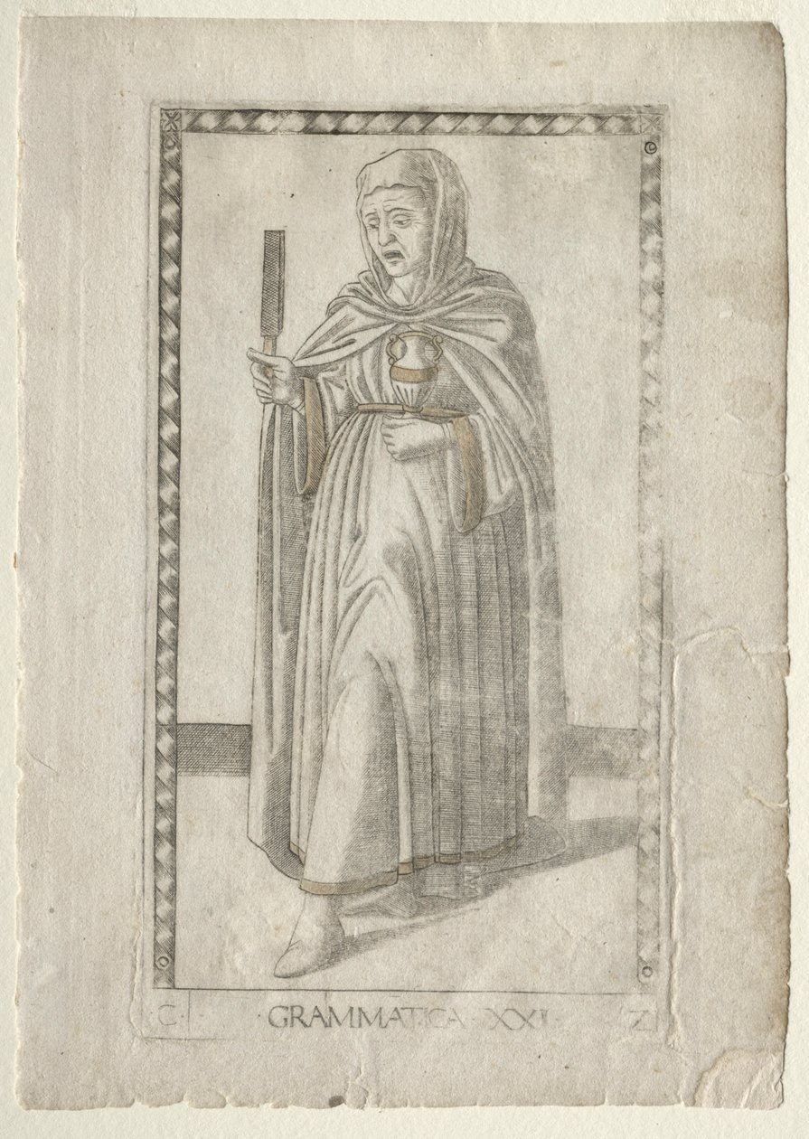 Grammatik aus den Tarocchi, Serie C: Freie Künste, Nr. 21, vor 1467 von Master of the E Series Tarocchi