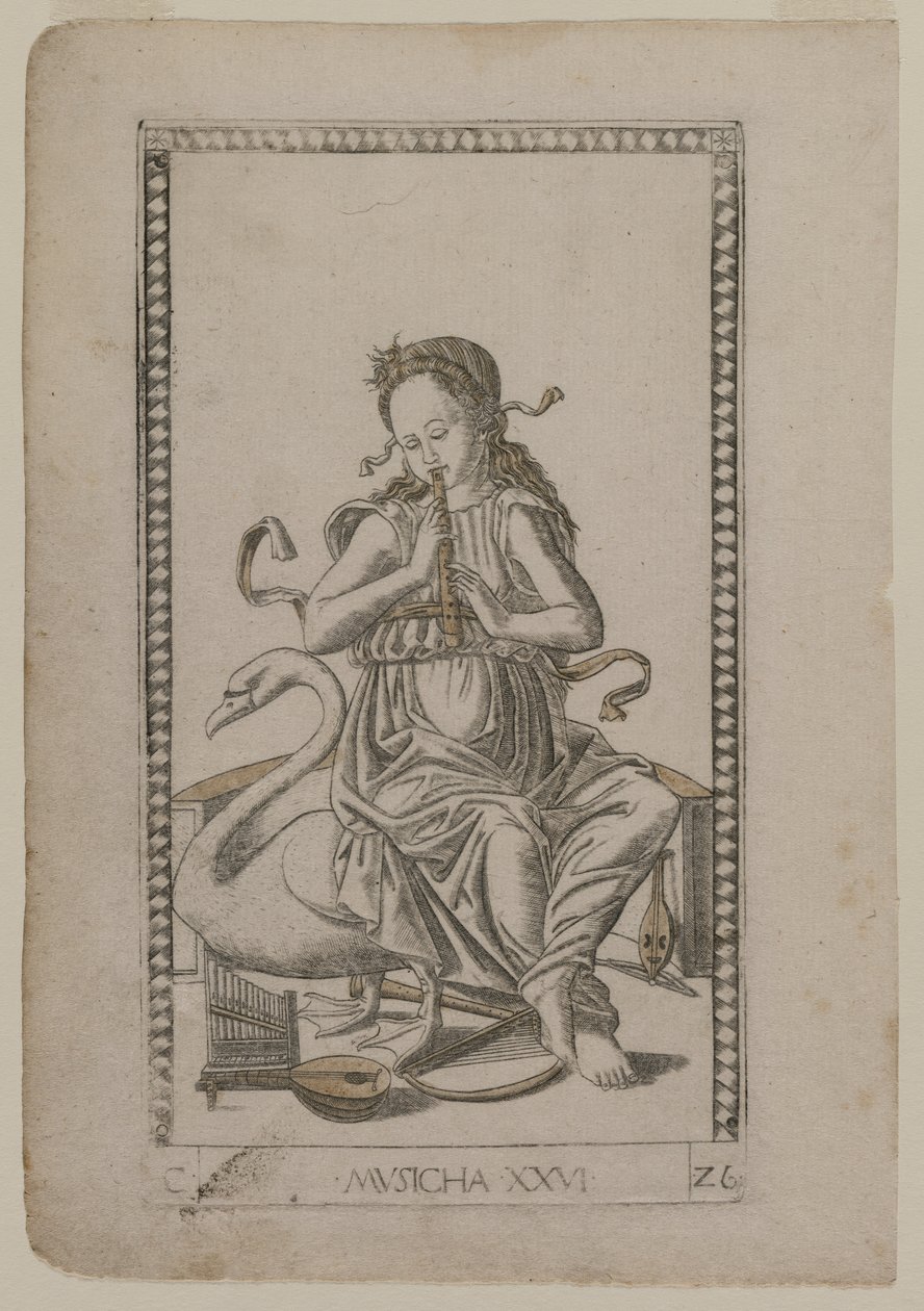 Musik aus dem Tarocchi, Serie C: Freie Künste, Nr. 26, vor 1467 von Master of the E-Series Tarocchi