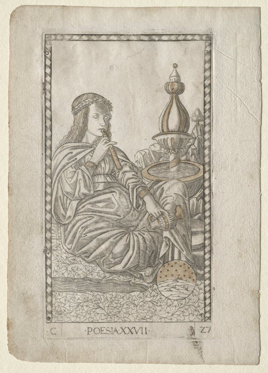 Poesie aus den Tarocchi, Serie C: Freie Künste, Nr. 27, vor 1467 von Master of the E Series Tarocchi