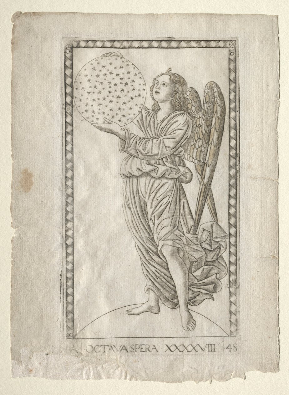 Der Engel der achten Sphäre aus dem Tarocchi, Serie A..., vor 1467 von Master of the E Series Tarocchi