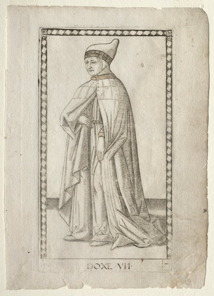Der Doge aus dem Tarocchi, Serie E: Bedingungen des Menschen, #7, vor 1467 von Master of the E Series Tarocchi