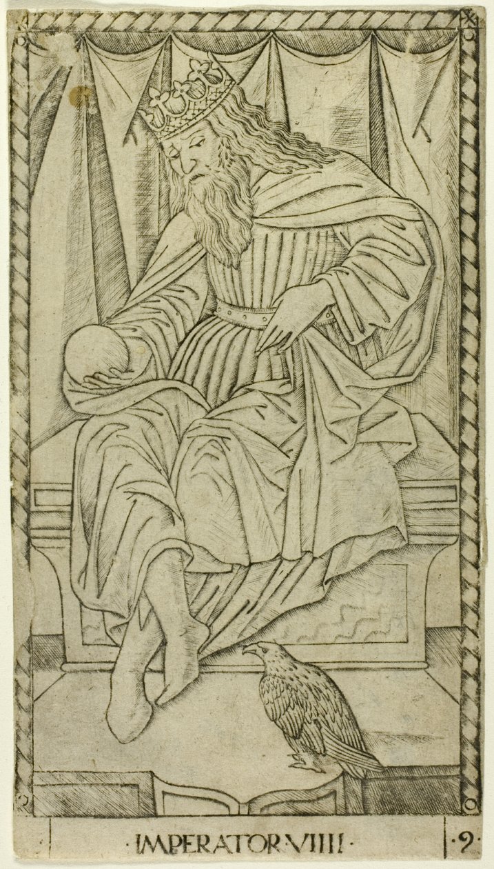 Der Kaiser, Tafel neun aus Die Ränge und Bedingungen des Menschen von Master of the E Series Tarocchi