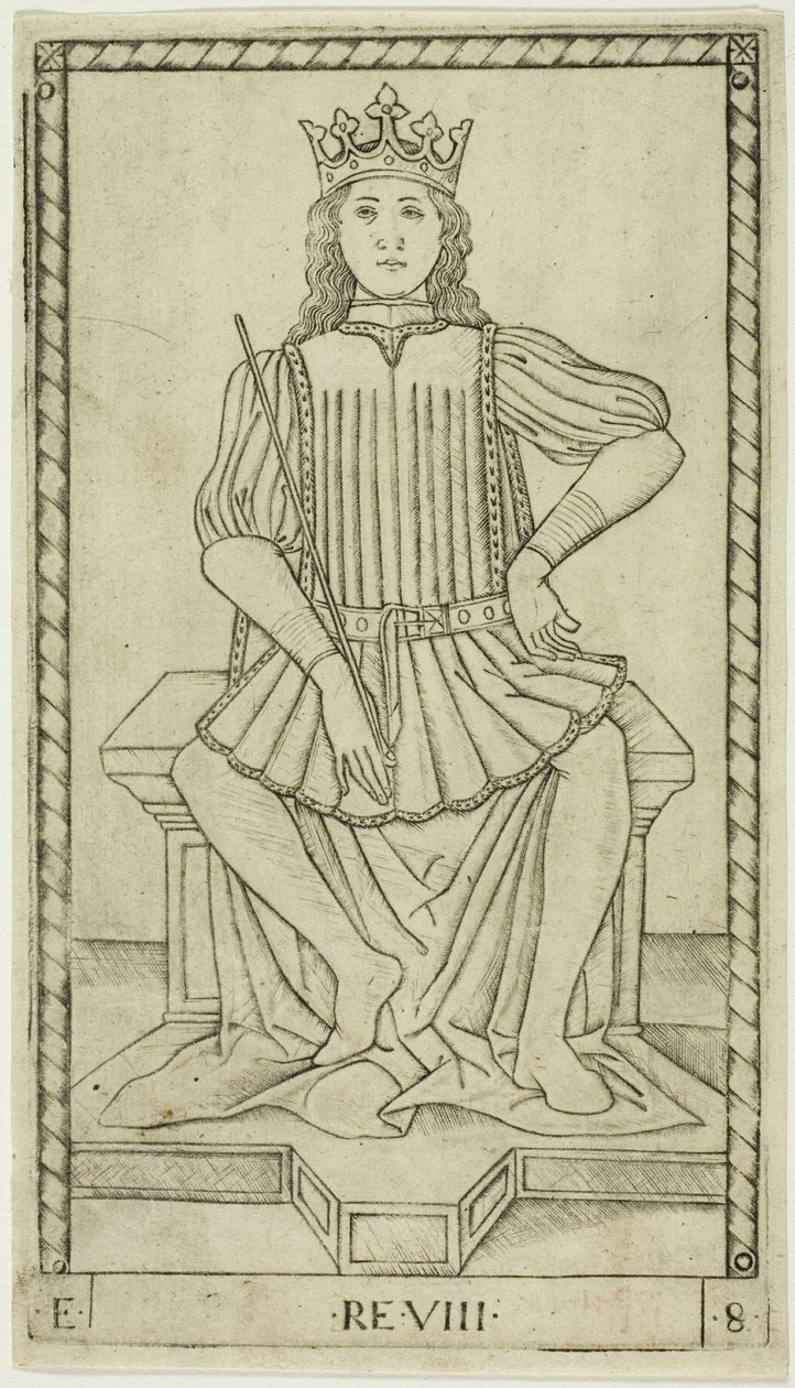 Der König, Platte acht aus Die Ränge und Bedingungen der Menschen von Master of the E Series Tarocchi