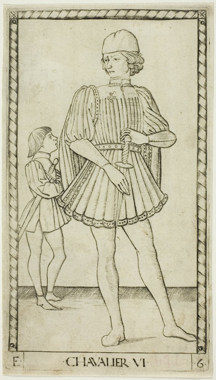 Der Ritter, Platte sechs aus Die Ränge und Bedingungen der Menschen von Master of the E Series Tarocchi