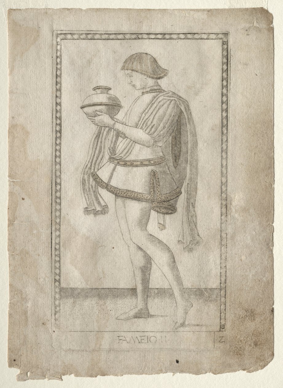 Der Diener aus dem Tarocchi, Serie E: Bedingungen des Menschen, Nr. 2, vor 1467 von Master of the E Series Tarocchi