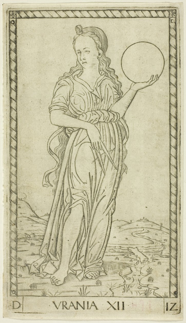 Urania, Platte zwölf aus Apollo und die Musen von Master of the E Series Tarocchi