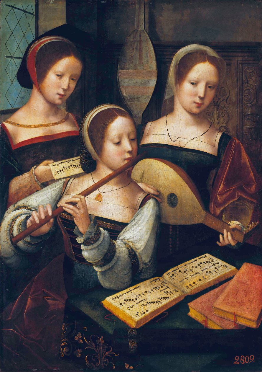 Musizierende Frauen von Master of the Female Half Lengths
