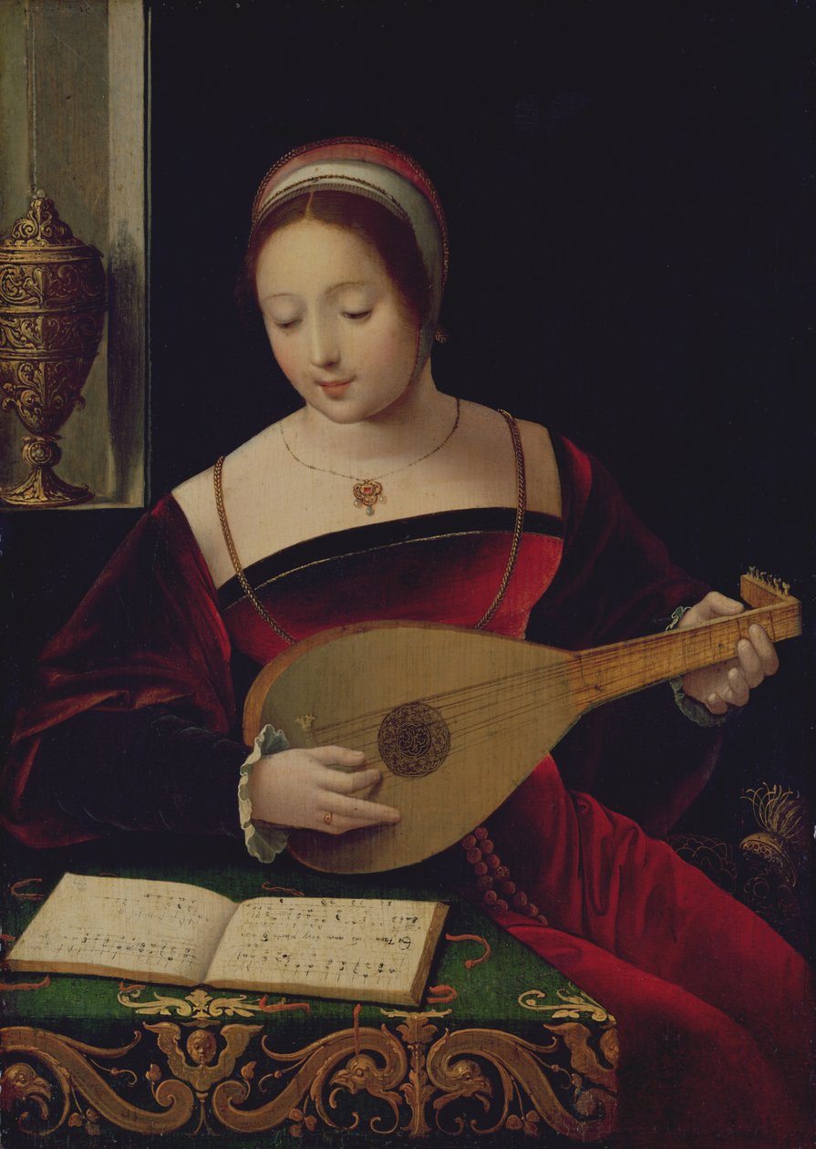 Maria Magdalena spielt die Laute von Master of the Female Half Lengths