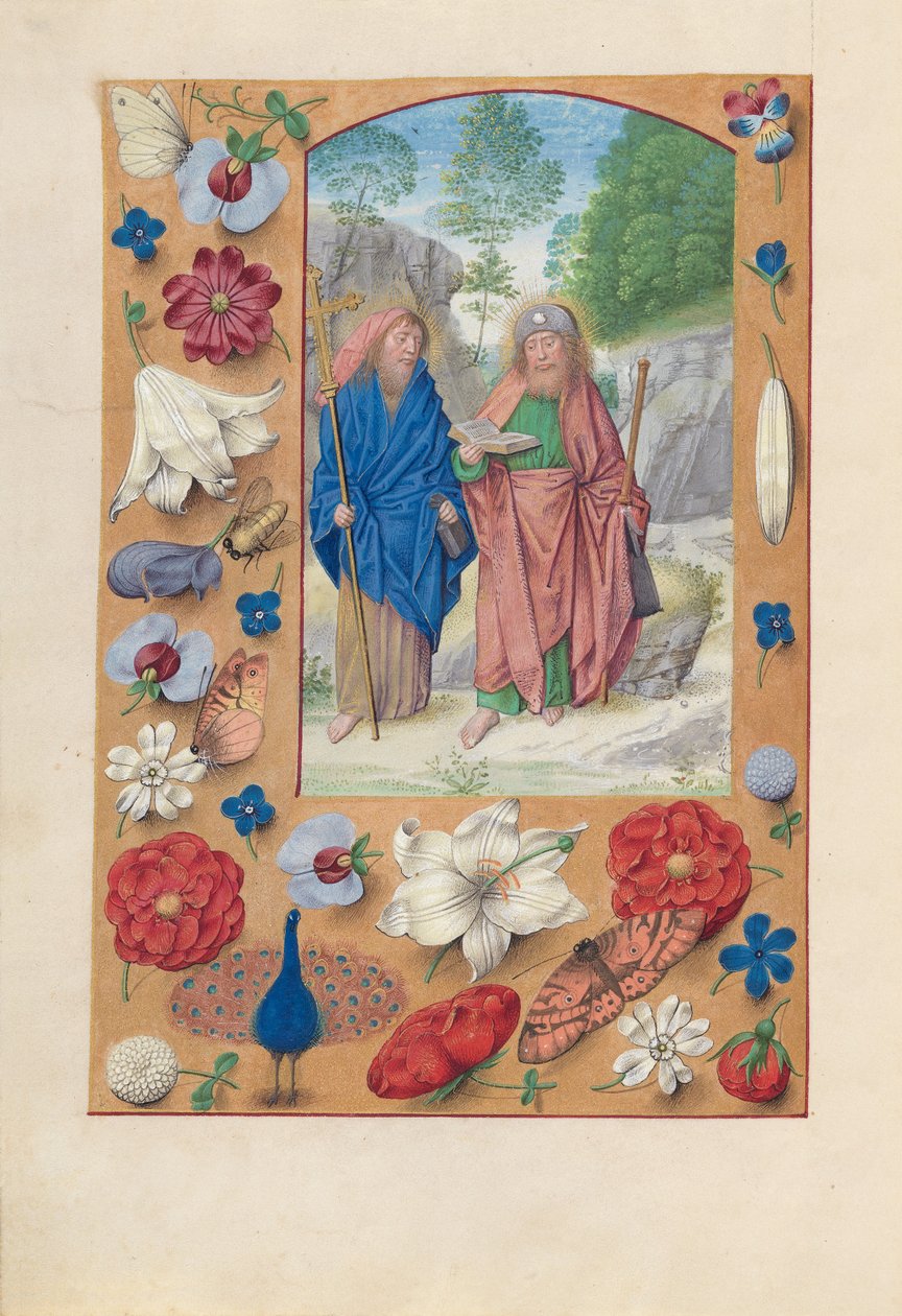 Stundenbuch der Königin Isabella der Katholischen, Königin von Spanien: Fol. 175v, Heilige Philipp & Jakobus von Master of the First Prayerbook of Maximillian