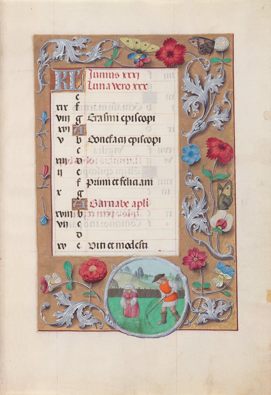 Stundenbuch der Königin Isabella der Katholischen, Königin von Spanien: Fol. 7r, Juni von Master of the First Prayerbook of Maximillian