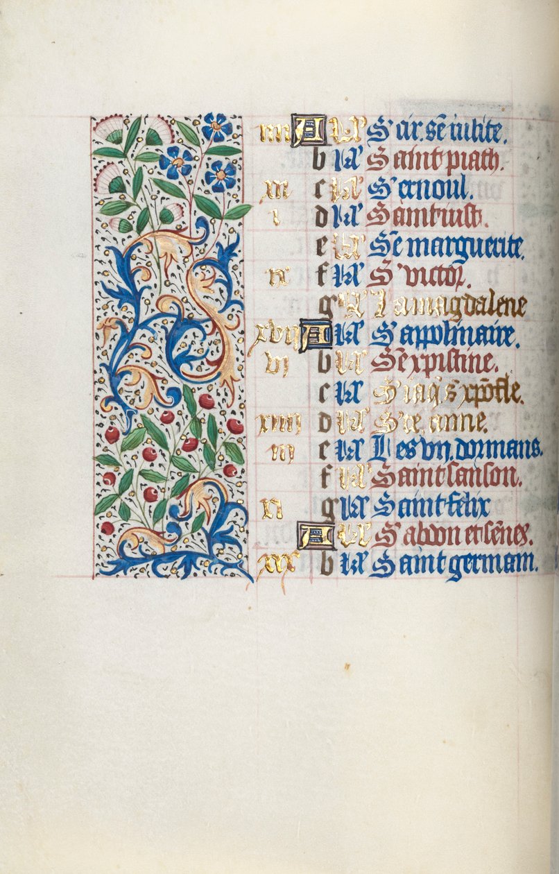 Stundenbuch Gebrauch von Rouen: fol. 7v, um 1470 von Master of the Geneva Latini