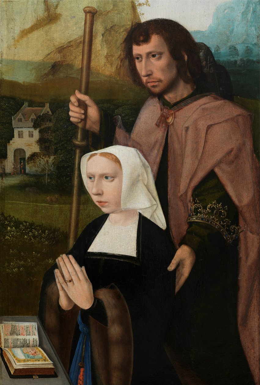 (Detail) des rechten Panels der Jungfrau und des Kindes mit der Heiligen Katharina und der Heiligen Barbara, ca. 1520-25 von Master of the Holy Blood