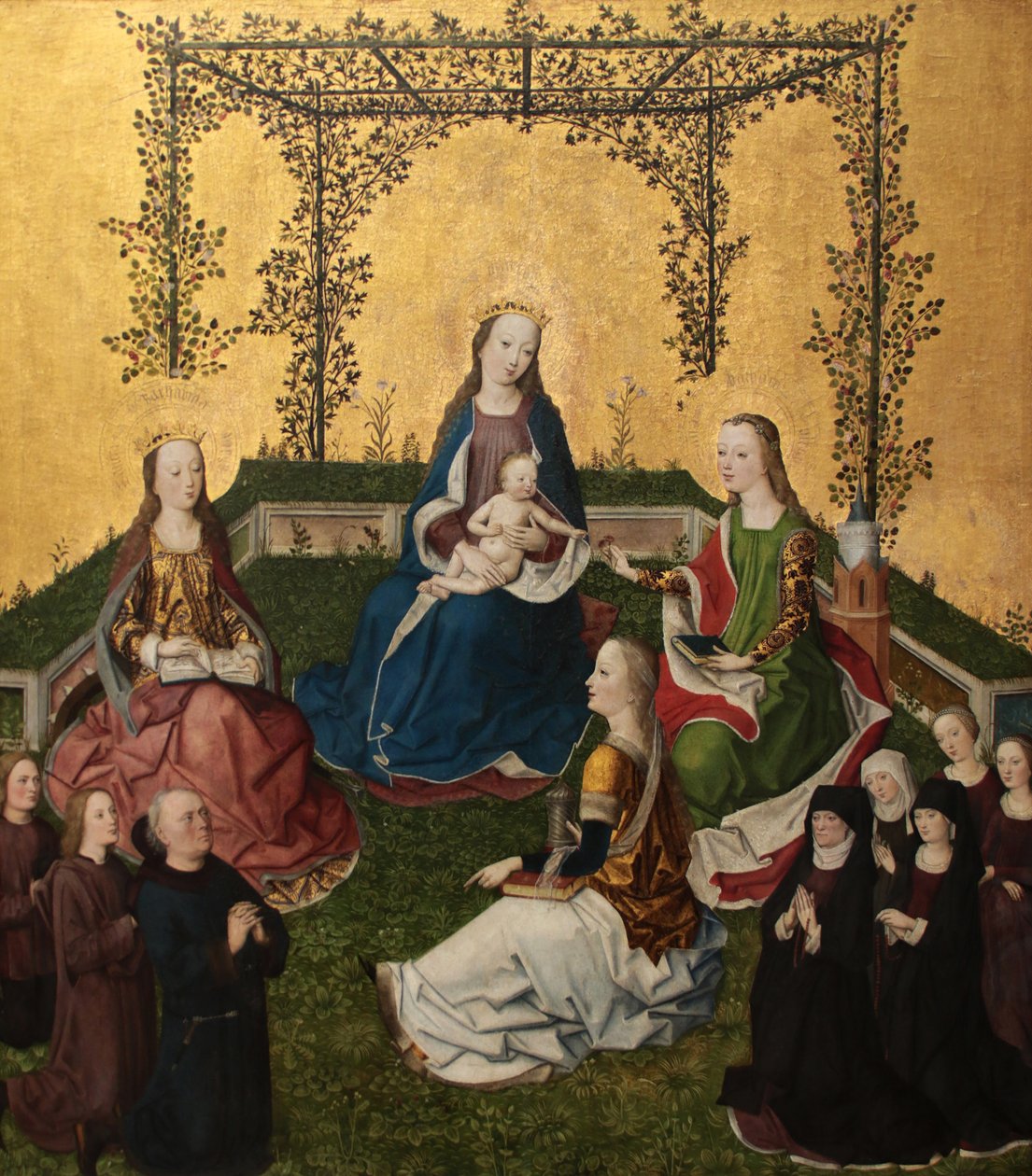 Madonna mit Kind in der Rosenlaube, ca. 1470 von Master of the Life of Virgin Mary