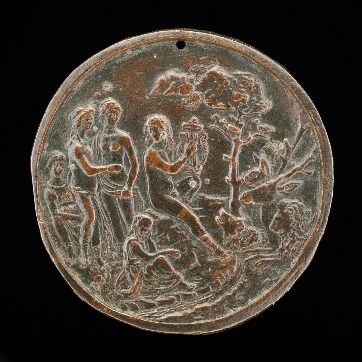 Orpheus spielt für die Tiere, viertes Viertel des 15. Jahrhunderts von Master of the Orpheus Legend