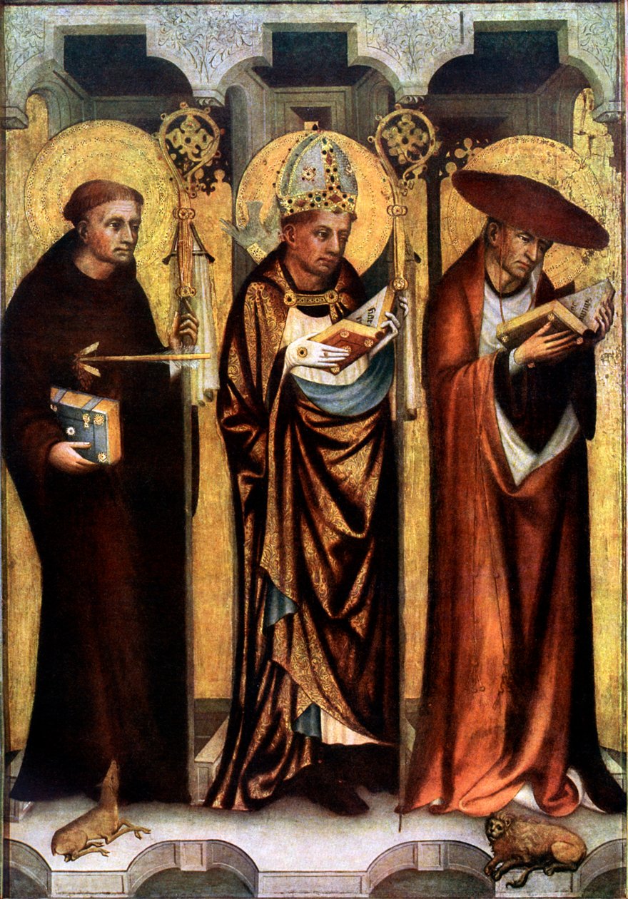 St. Giles, St. Gregory und St. Jerome, um 1380, 1955 von Master of the Trebon Altarpiece