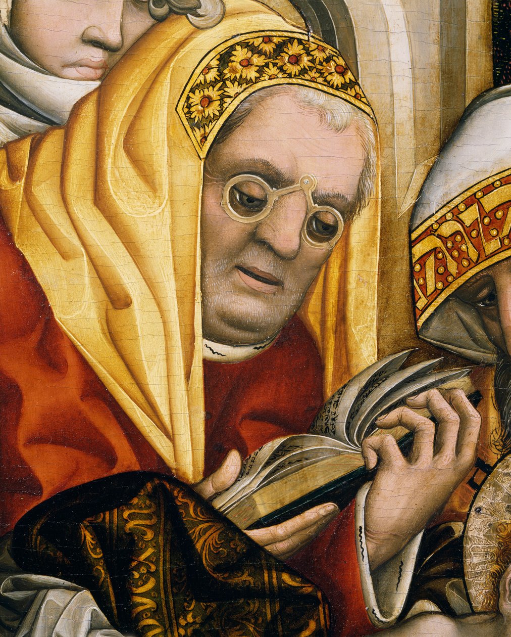 Priester mit Brille, Detail aus Beschneidung Christi von Master of the Tucher Altarpiece