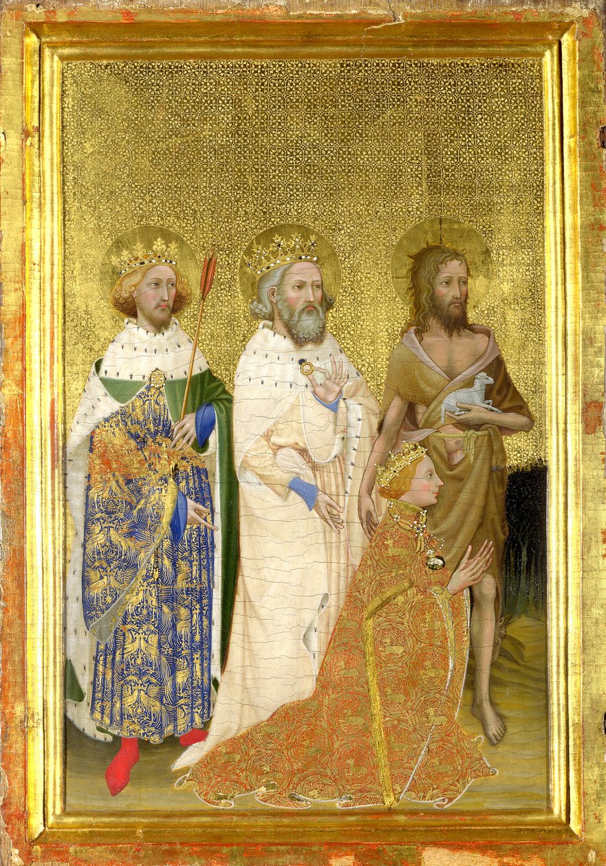 Richard II. von England mit seinen Schutzheiligen (Die linke Innentafel des Wilton-Diptychons) von Master of the Wilton Diptych