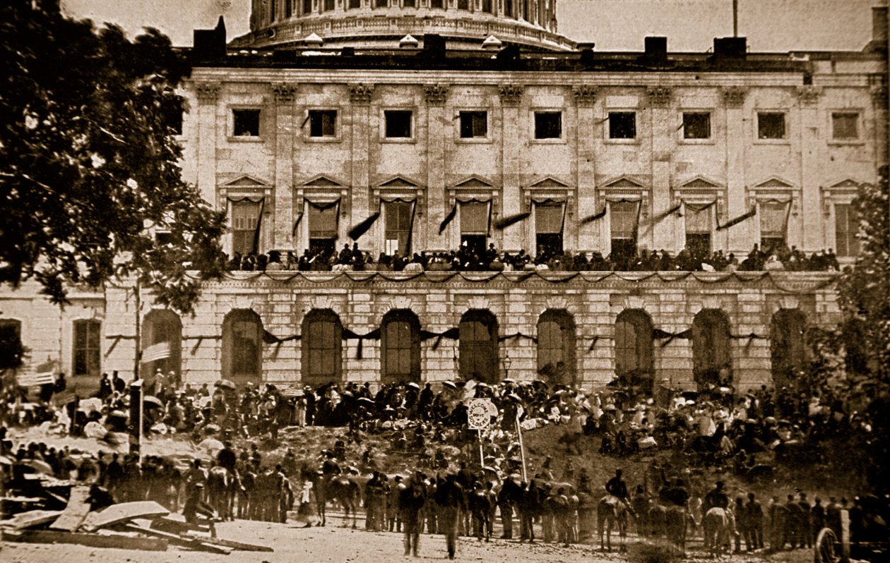 Ansicht der Rückkehr der Truppen vom Kapitol in Washington, 1861-65 von Mathew B. Brady