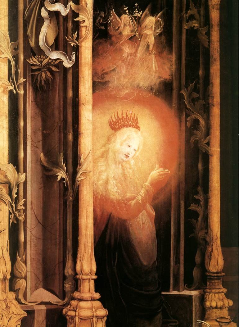 Konzert der Engel und Geburt (Detail) von Matthias Grünewald