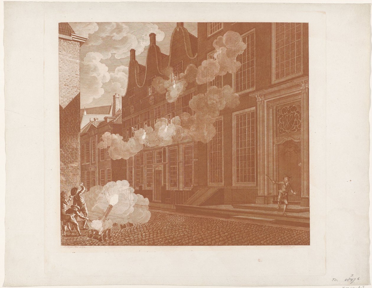 Beschießung des Hauses von Lucas van Steveninck, 1787 von Mathias de Sallieth
