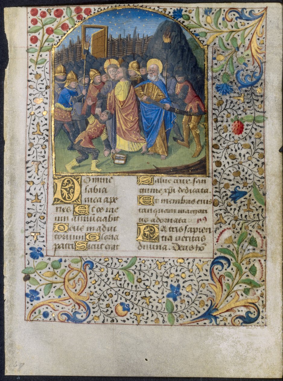 Blatt aus einem Stundenbuch: Der Verrat Christi, ca. 1470-1485 von Maître François