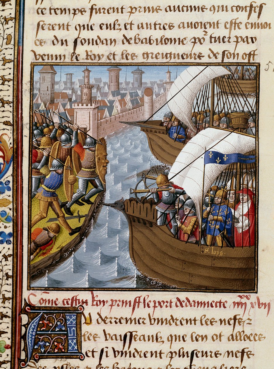 Siebter Kreuzzug: König Ludwig IX. und die Überquerungen, die Damiette im Juni 1249 in Unterägypten belagern von Maître François