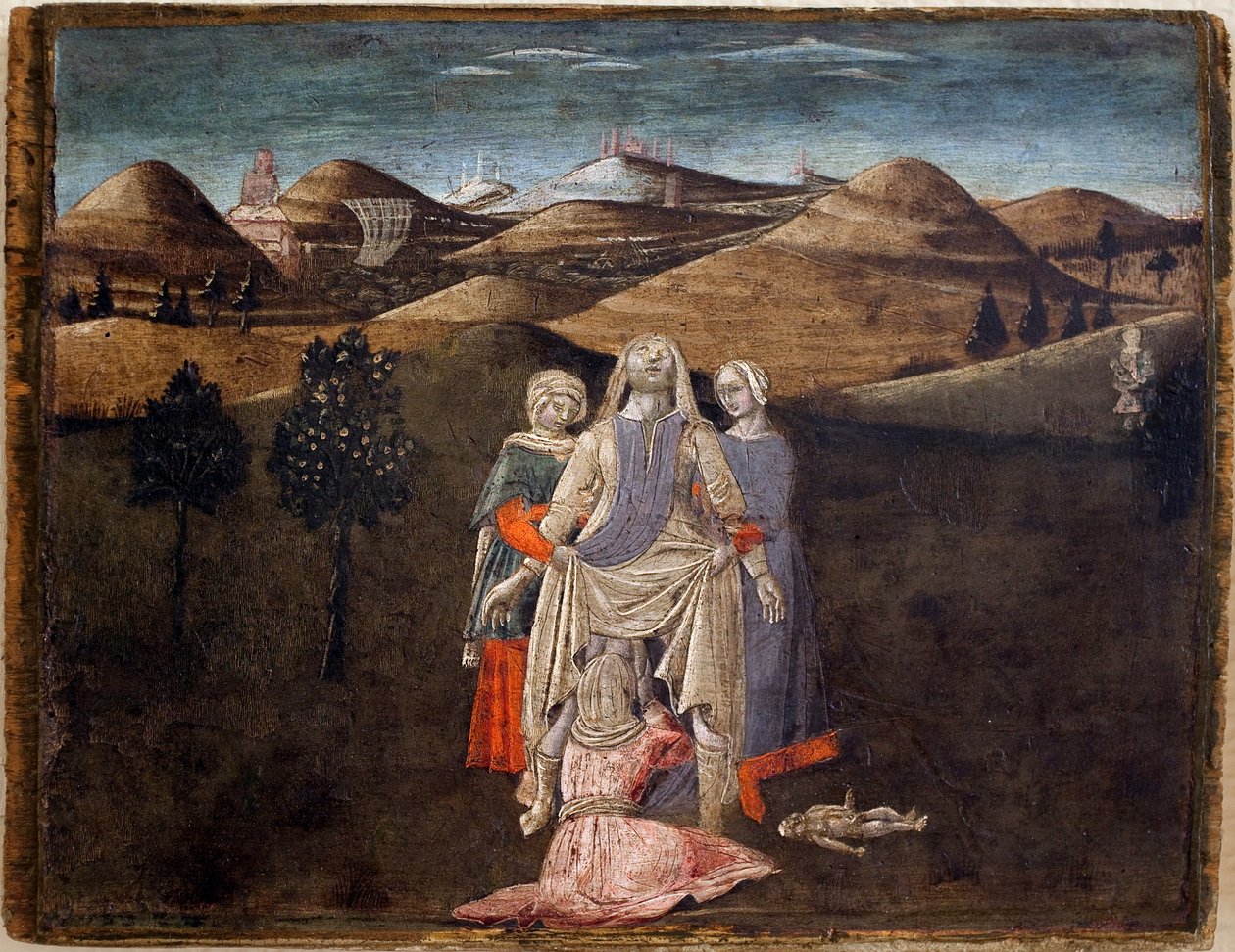 Legende von Romulus und Remus: die Geburt von Rhea Silvia. von Matteo di Giovanni di Bartolo