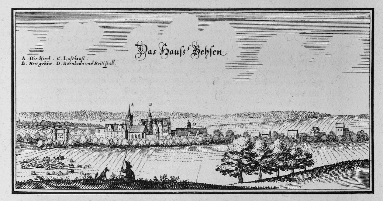 Beesen (1820 Vereinigung mit Laublingen zu Beesenlaublingen, heute Teil der Stadt Könnern, Sachsen-Anhalt, Deutschland) von Matthaus Merian
