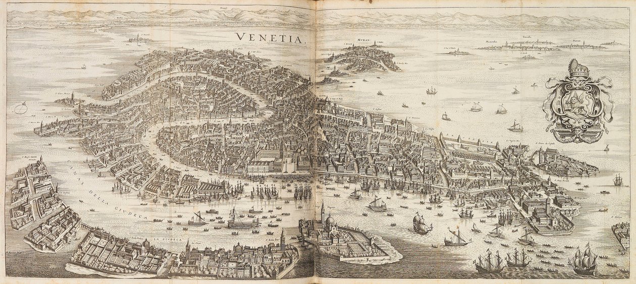 Panorama von Venedig. Aus Newe Archontologia cosmica von Johann Ludwig Gottfried, 1646 von Matthaus the Elder Merian