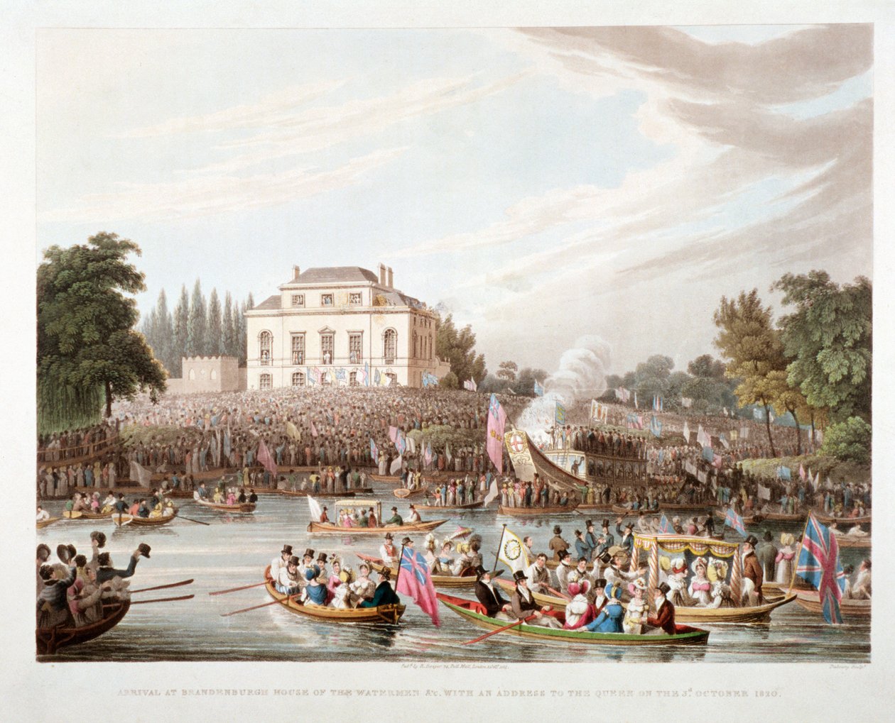 Blick auf die Themse am Brandenburgh House, Hammersmith, London, 1821 von Matthew Dubourg