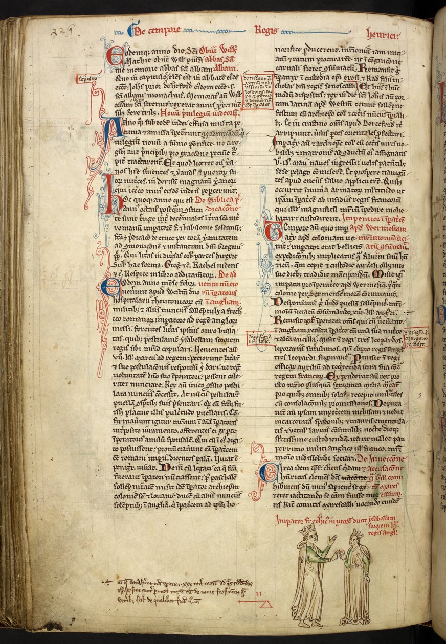 Hochzeit von Friedrich II. und Isabella von England, Royal 14 C VII, f.123v von Matthew Paris