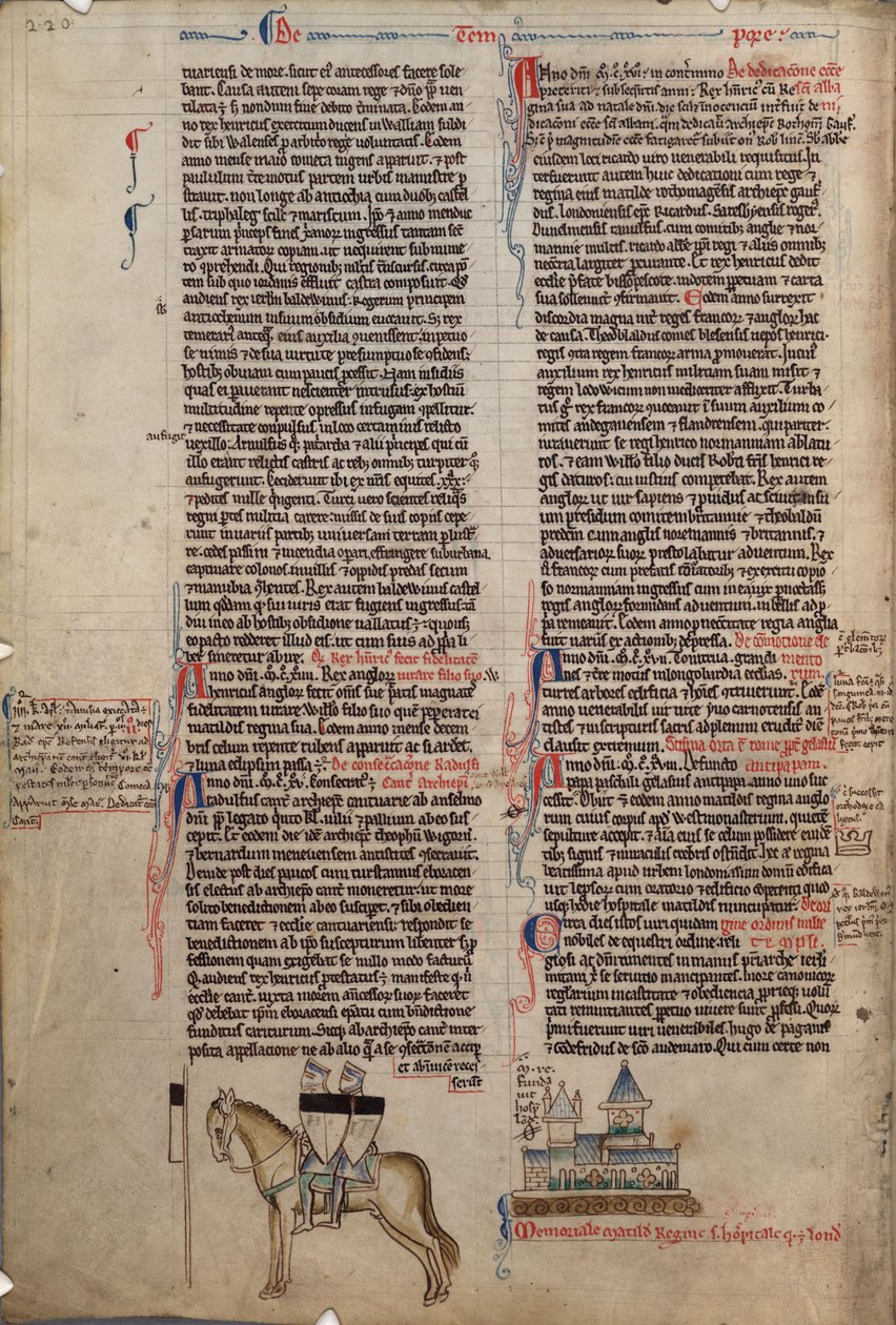 Zwei Templer auf einem Pferd aus Chronica maiora I von Matthew Paris, 13. Jahrhundert von Matthew Paris