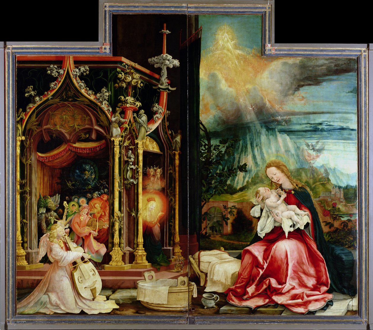 Geburt Christi und Engelskonzert vom Isenheimer Altar, Mittelteil von Matthias (c.1480 1528) Grunewald