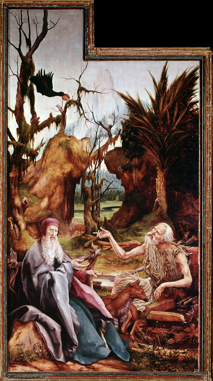 St. Antonius der Große und St. Paulus in der Wüste, Isenheimer Altar von Matthias (c.1480 1528) Grunewald