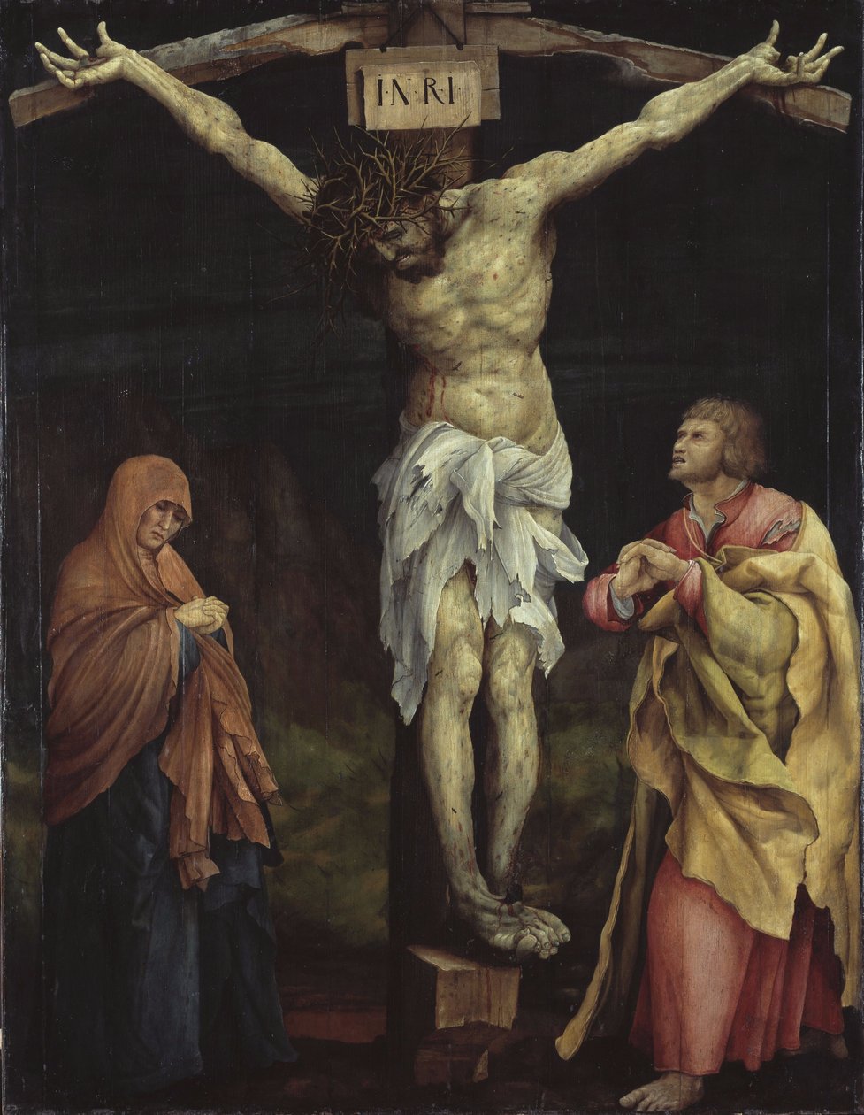 Tauberbischofsheimer Altar, Szene: Christus am Kreuz zwischen Maria und Johannes von Matthias Grünewald