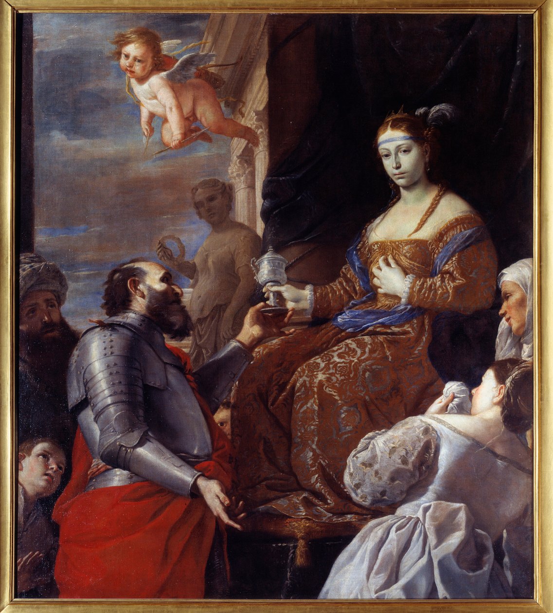 Sophonisbe (235-203 v. Chr.) nimmt das Gift. Massinissa vergiftete seine Frau Sophonisbe, Königin von Numidien, anstatt sie Rom auszuliefern. Gemälde von Mattia Preti (1613-1699) von Mattia Preti