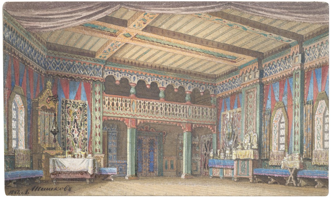 Entwurf für ein Bühnenbild von Matwej Andrejewitsch Schischkow