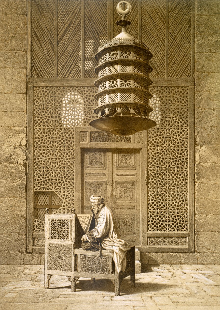 Ein Imam liest den Koran in der Moschee des Sultans, Marokko, 1817 von Maurice Keating