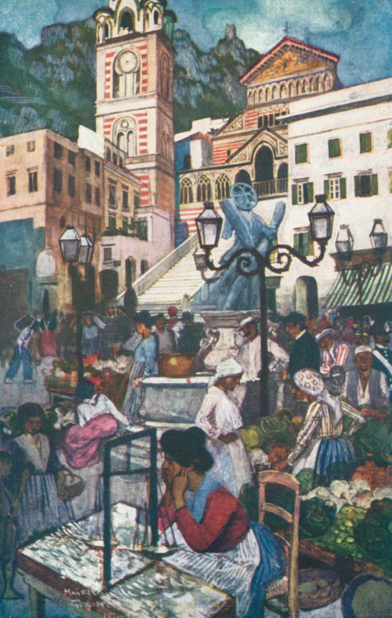 Amalfi, Piazza und Dom von Maurice (after) Greiffenhagen