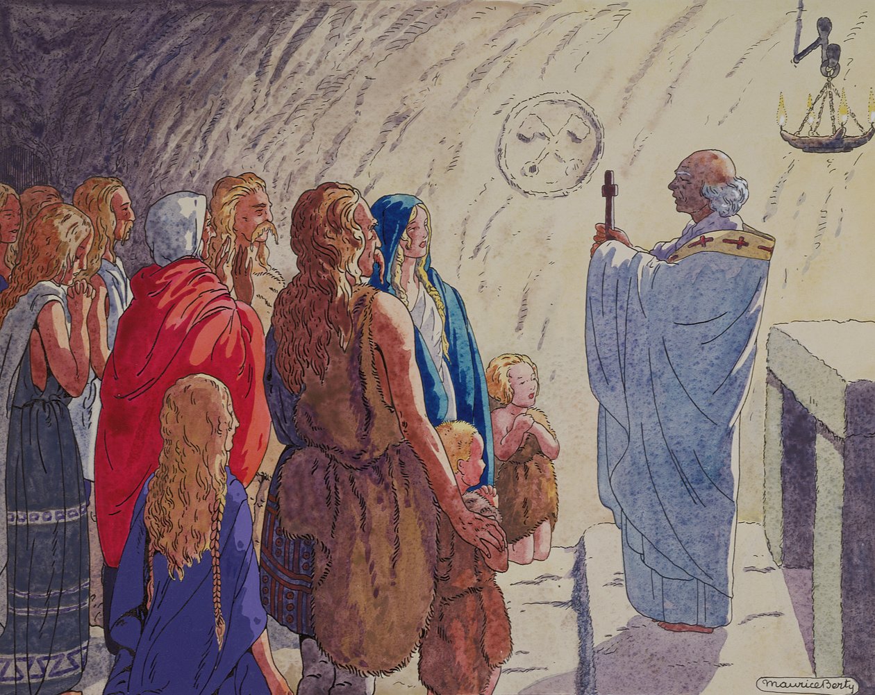 Religiöse Bekehrung der Gallier, ca. 1920-29 von Maurice Berty