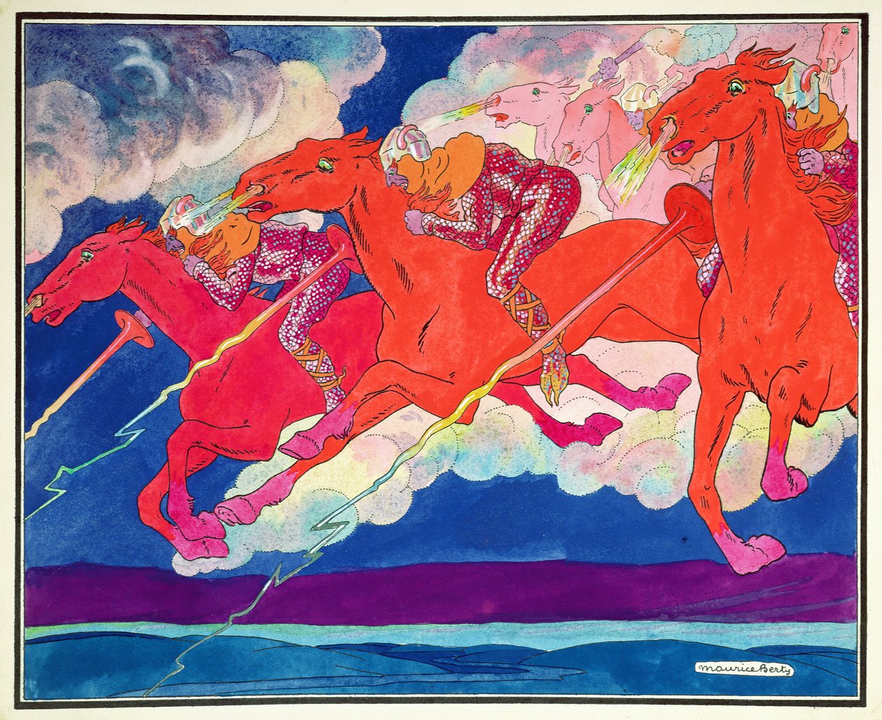 Die Legionen von Attila steigen vom Himmel herab, ca. 1920 von Maurice Berty