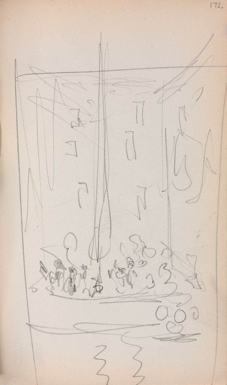 Italienisches Skizzenbuch: Boot mit Figuren Seite 172, 1898-1899 von Maurice Brazil Prendergast