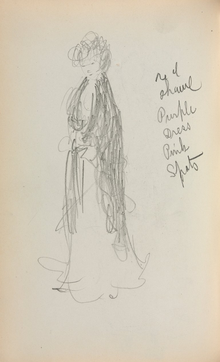Italienisches Skizzenbuch: Stehende Frau mit Schal Seite 53, 1898-1899 von Maurice Brazil Prendergast