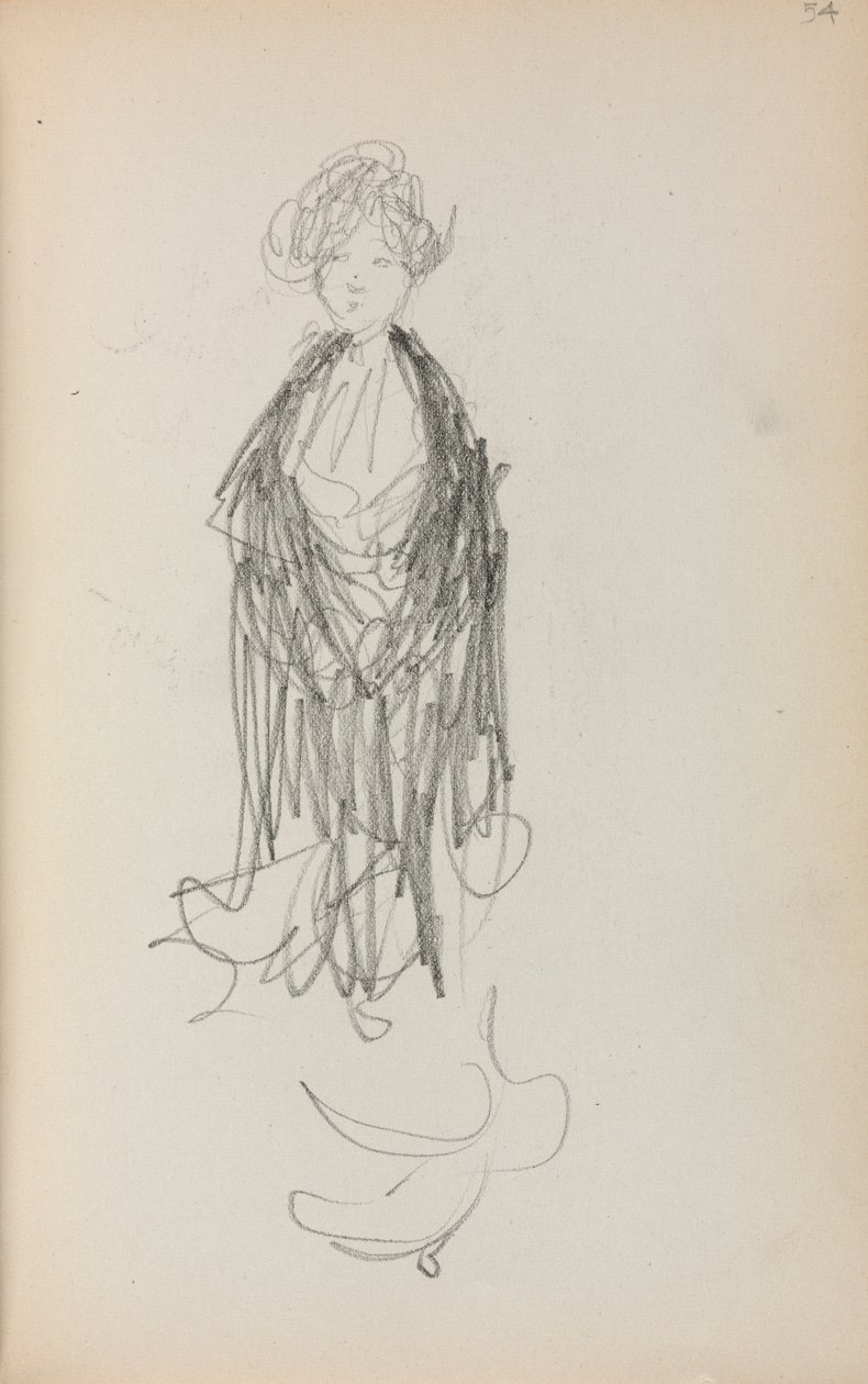 Italienisches Skizzenbuch: Stehende Frau mit Schal Seite 54 von Maurice Brazil Prendergast