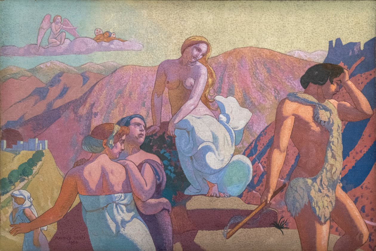 Die Geschichte von Psyche, Tafel VI. Psyches Verwandte verabschieden sich auf einem Berggipfel von Maurice Denis